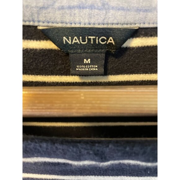 Nautica Navy Blue Boatneck Horizontal Stripe 3/4 Sleeve Pullover Top Sz M - Picture 5 of 6